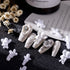 WOKOTO 90PCS White Embossed Angel Nail Charms - 3D Acrylic Nails Accessories, Retro Baroque Designs for Women