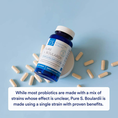 Essential Stacks Saccharomyces Boulardii Probiotics (Non-GMO & Gluten Free) - 5 Billion CFUs (60 Capsules)