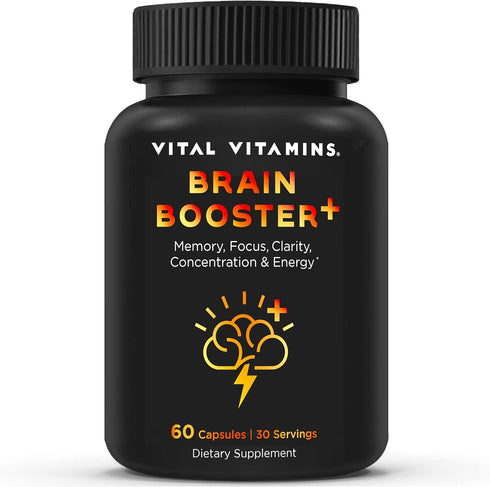 Vital Vitamins Brain Supplements for Memory & Focus - Nootropic Brain Health with Lion's Mane - 60 Count