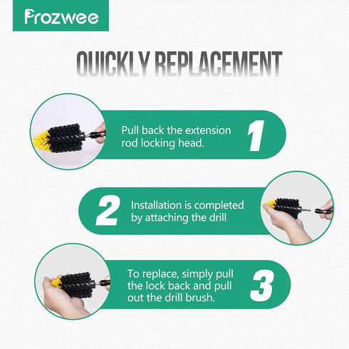 Prozwee 2PACK Set,with Tile Corner Drill Brush Extend Bar Which can Hold and Stabilize,Upgraded Brush Made to Tackle