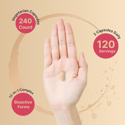 Vitamin B Complex for Women, 240 Veggie Capsules | Super Methylated B Vitamins | Immune, Energy, Prenatal Support