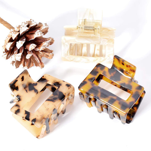 Tortoise Shell Ponytail Cuffs, Elastic Hair Band Hair Tie, Leopard Design for Women Girls, Pack of 3