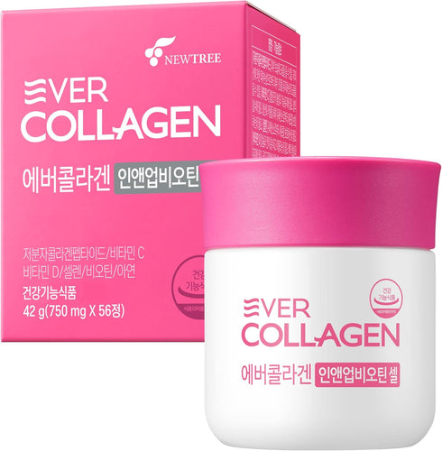 Ever Collagen in&UP Biotin Cell, Low Molecular Marine Fish Collagen Peptides Tablets with Vitamin Supplements
