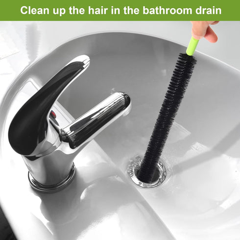 2 Pcs 17” Flexible Sink Drain Cleaner Brush Long Pipe Cleaner Brush for Cleaning Home Kitchen Sink Buthtub Snake Tube Hair Drain Clog remover Brush for Shower and Tub Hair Clogs Bendable Sewer drain