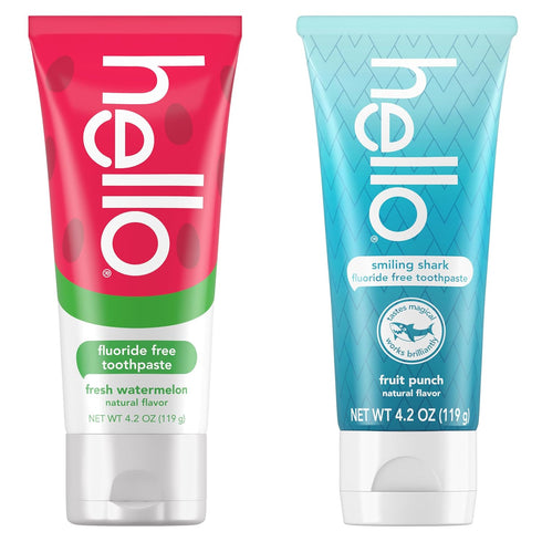 Pack, 4.2 oz 4.2 oz Hello Smiling Shark and Fresh Watermelon Fluoride Free Kids Toothpaste Includes Smiling Shark Kids
