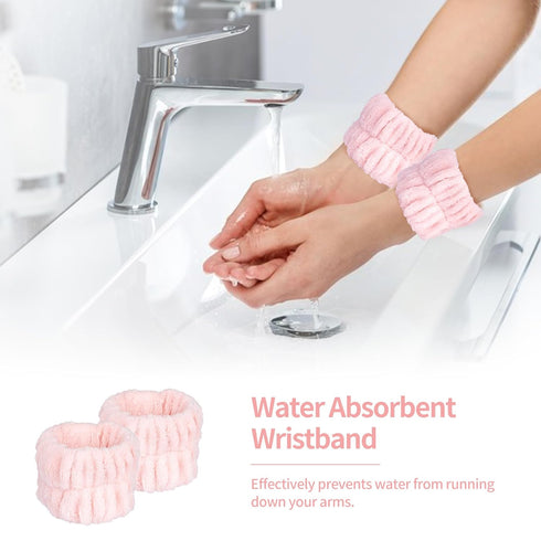 Spa Headband and Wristband Set, 3Pcs Microfiber Face Headband, 6Pcs Wrist Spa Wash Band for Washing Face