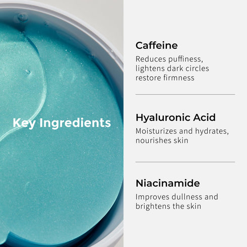 Under Eye Patches for Dark Circles and Puffiness - Caffeine Hyaluronic Acid Niacinamide Gel Mask - 30 Pairs Korean