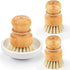 Bamboo Dish Scrub Brushes by Subekyu, Set of 3 Kitchen Wooden Cleaning Scrubbers for Cast Iron Pan/Pot