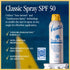 Vacation Classic Spray Sunscreen SPF 50 + Air Freshener Bundle, Vegan Sunblock Spray, 6 fl. Oz.
