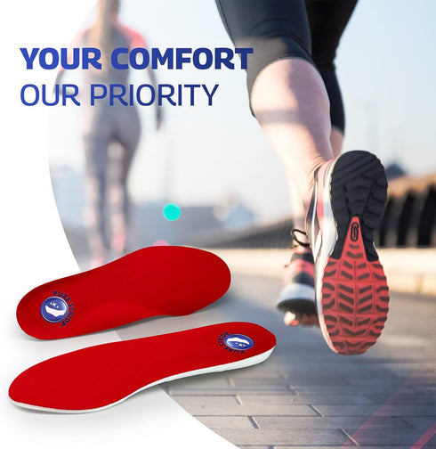Pure Stride Full Length Insoles - Comfort Insoles for Metatarsals, Flat Feet, Pain Relief for Plantar Fasciitis, 1 Pair