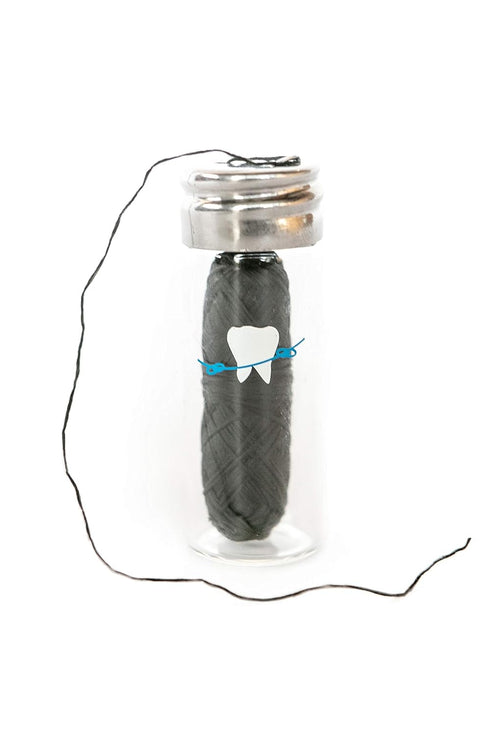Knotty Floss Biodegradable Bamboo Charcoal No Knot Floss, Eco-friendly Vegan in Refillable Glass Jar