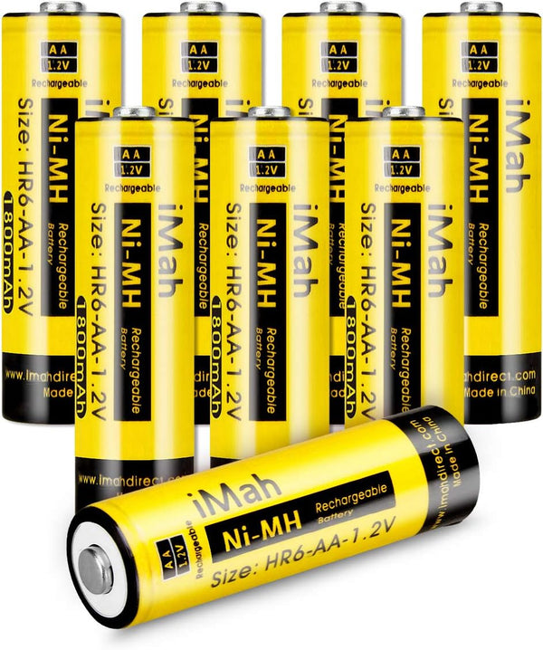 iMah HR6 AA rechargeable batteries, Ni-MH 1.2V 1800mAh, 8-Pack, Compatible with Panasonic Models