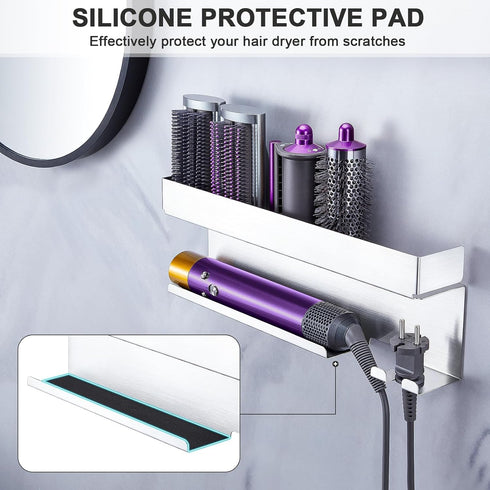 Hair Dryer Holder Wall Mount for Curling Iron Attachment Organizers and Storage, Adhesive Hair Dryer and Curling Iron