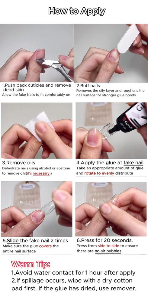 Quick Drying 10g Semi Solid Nail Glue with 10ml Remover for Press On Nails Tips, No UV Lamp Needed