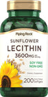 Piping Rock Sunflower Lecithin Softgel Capsules, 200 Count, Rich in Phosphatidylcholine - Soy Free, Non-GMO