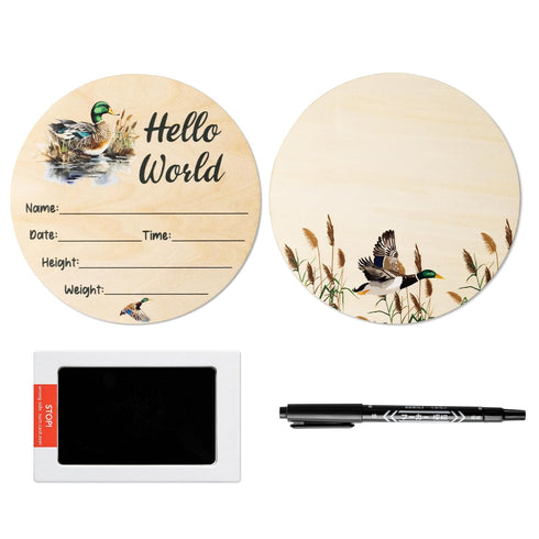 R HORSE Baby Birth Announcement Sign with Marker Pen, Mallard Duck Baby