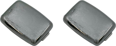 Set 2 of Etched Rectangular Pocket Purse Pill Box & Organizer with Dual Compartments (Victorian - Pewter)