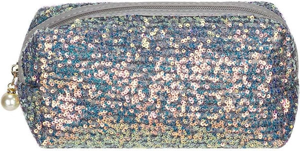 Glitter Sequin Cosmetic Bag - Portable Zipper Shine Makeup Handbag Organizer for Travel Accessories