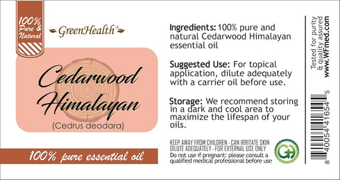 Cedarwood Himalayan Essential Oil, 8 fl oz (237 ml) Aluminum Bottle w/Plug Cap - 100% Pure - GreenHealth