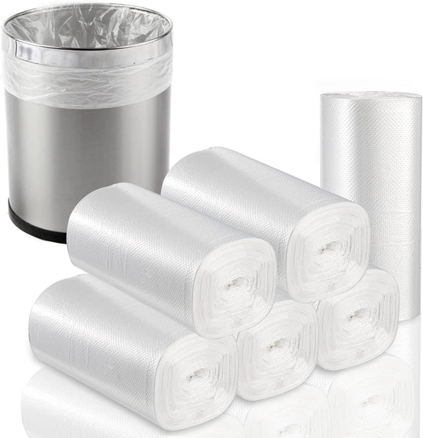 Tebery 300 Counts 4 Gallon Clear Small Garbage Bags, Wastebasket Bin Liners for Bathroom Bedroom Office