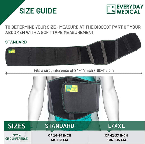 Ergonomic Umbilical Hernia Belt - Abdominal Binder for Hernia Support, Compression Pad, Standard (24-44 in)