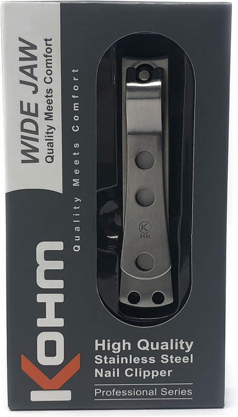 KOHM Curved Nail Clippers with Nail File - Heavy Duty Stainless Steel Toe Nail Nippers for Men, Women, Seniors