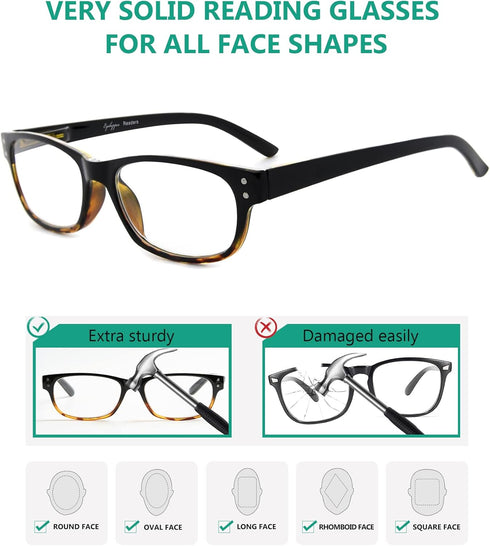Eyekepper Classic Reading Glasses for Men - 5 Pack, Spring Hinges Readers