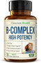Vitamin B Complex with B12, Niacin, B2, B6, Folic Acid 400mcg - Mood, Energy, Nervous System & Immune Support - One a