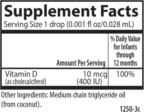 Carlson - Baby's Super Daily D3, 400 IU (10 mcg) per Drop, 365 Drops, Vegetarian Liquid Vitamin D