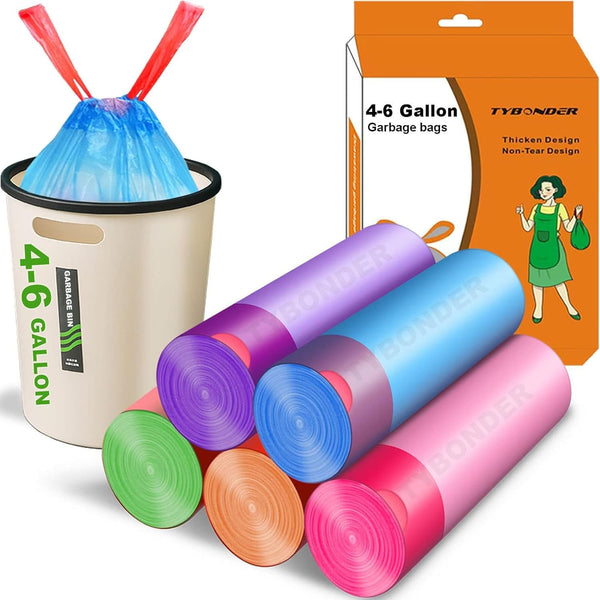 TYBONDER Small Trash Bags 4-6 Gallon,Extra Thick & Strong 4 Gallon Garbage Bags