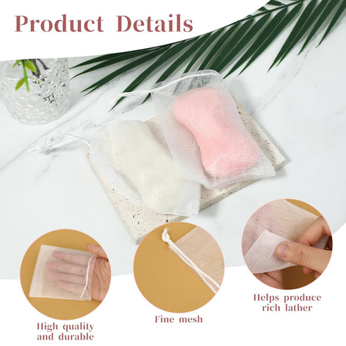 Giantree 20 Pcs Soap Bag, Soft Shower Soap Pouch Saver with Drawstring for Bath and Shower