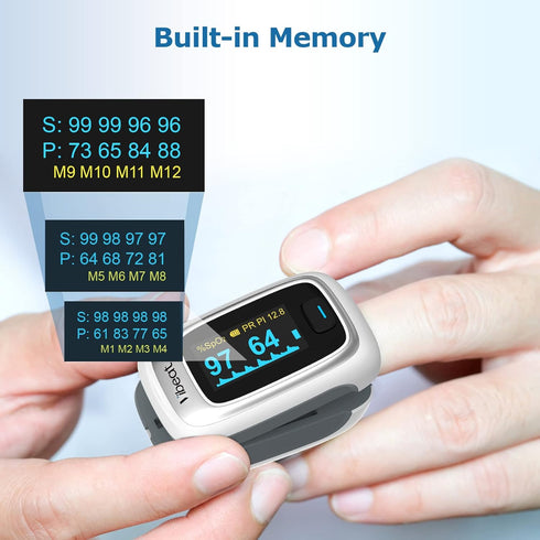 Vibeat Bluetooth Fingertip Pulse Oximeter, Blood Oxygen Saturation Monitor with Finger O2 Meter, Batteries, Lanyard