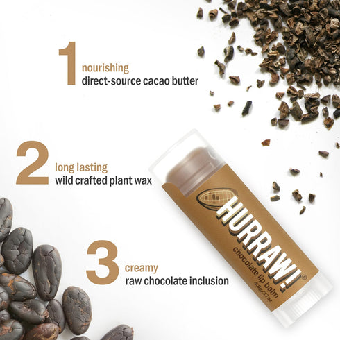 Hurraw! Chocolate Lip Balm - 2 Pack, Organic, Certified Vegan, Cruelty Free, Made in USA
