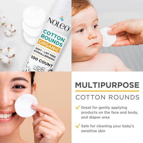 Organic Cotton Rounds, Compatible with Makeup Products, Eye Makeup Remover Pads, 300 Count - Noleo