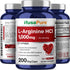 NusaPure L-Arginine - 1000 mg, 200 Veggie Capsules (Non-GMO, Vegetarian, Vegan)