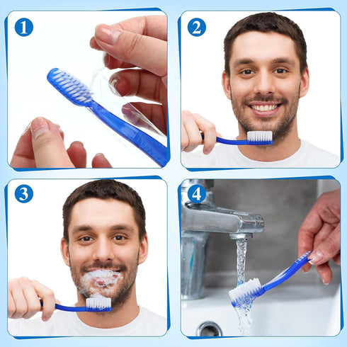 100 Pcs Prepasted Disposable Toothbrushes, Individually Wrapped Soft Bristle Travel Toothbrush Set