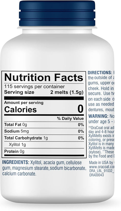 Oracoat XyliMelts Dry Mouth Relief Oral Adhering Discs, Non-Acidic, Time Release for up to 8 Hours, 230 Count