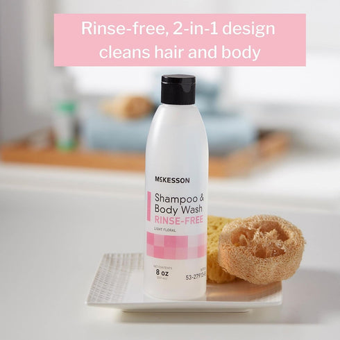 McKesson Shampoo and Body Wash, Rinse-Free, Light Floral, 8 oz, 1 Count