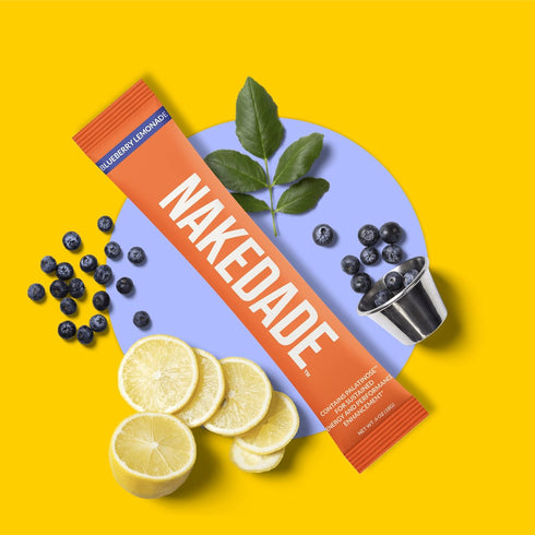 Nakedade Performance Enhancing Sports Drink Powder, Blueberry Lemonade, 16 Sticks, No GMOs