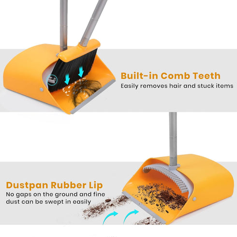 TreeLen Stand Up Broom and Dustpan Set for Home Cleaning, Efficient Cleaning Tools