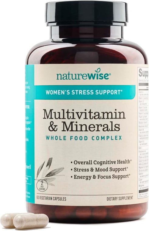 NatureWise Multivitamin for Women with Organic Whole Foods & Natural Minerals - 60 Capsules for Immunity & Stress