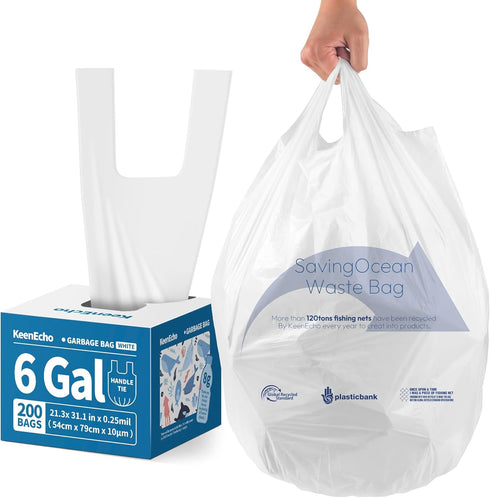Small Trash Bags with Handles - Ocean Plastic Upcycling - Plastic Garbage
