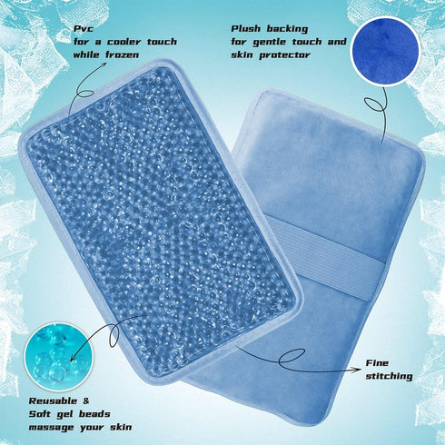 Ice Pack Gel Bead Cooling Pad - Reusable Hot or Cold Compress for Sports Injuries, Knee, Shoulder, Back Pain Relief