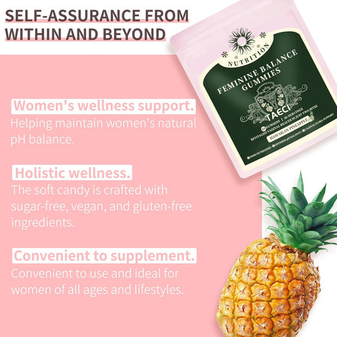 Taeci Gummies Immune 60 Gummies (30-Day Feminine Balance for Women Daily pH & Probiotic Support with Pineapple