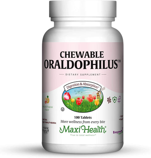 Chewable Oraldophilus, Maxi-Health - Non Dairy Probiotics, Tropical Flavor, 100 Chewies