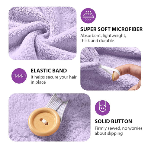 YFONG Larger Microfiber Hair Towel Wrap for Women, Purple, 30" X 10.2"