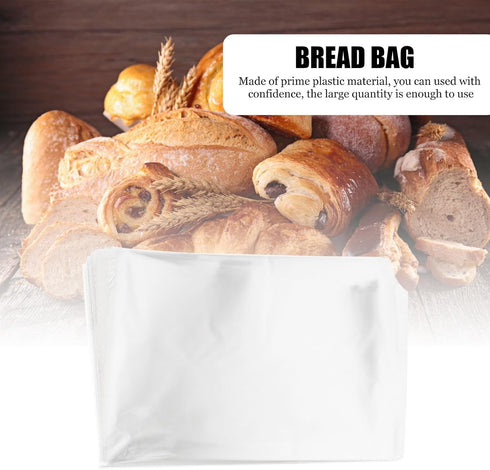 HOODANCOS 100 Sets 27x35+6 Cm Gusseted Packaging Bakery Bread Bags Plastic Airtight Bread Pouches Self-sealing