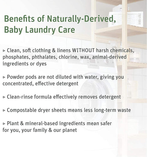 Grab Green Newborn Baby Laundry Detergent Pods & Dryer Sheets Bundle, 30 Pods & 40 Sheets
