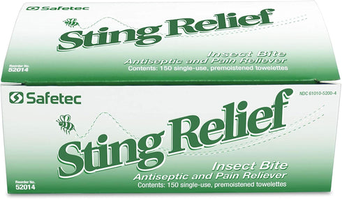 Safetec Sting Relief Wipes - 150 Count Box
