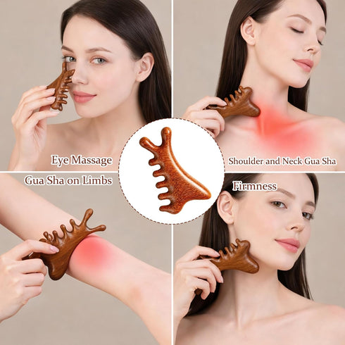 Ujukoxc 3-Piece Set Wooden Scalp Massager, for Stress Relief and Scalp Care, Portable Head Massage Tool with Wooden